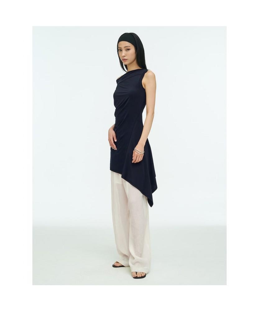 Anggae Unbalanced Mini Dress Navy