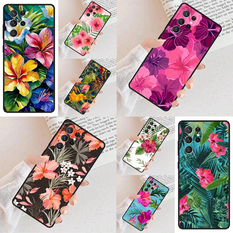 Tropical Flower Cell Phone Case for Samsung Galaxy S26 Ultra S25 S24 S23 S22 S21 S20 Note10 Cover