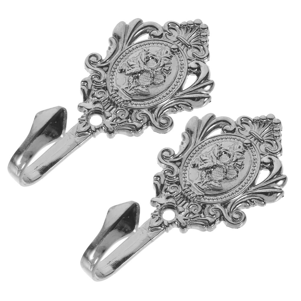 2Pcs Zinc Alloy Curtain Holdback Vintage Bronze Rose Carve Design Wall Hooks for Curtains Drapery Tieback Decor 95x5cm