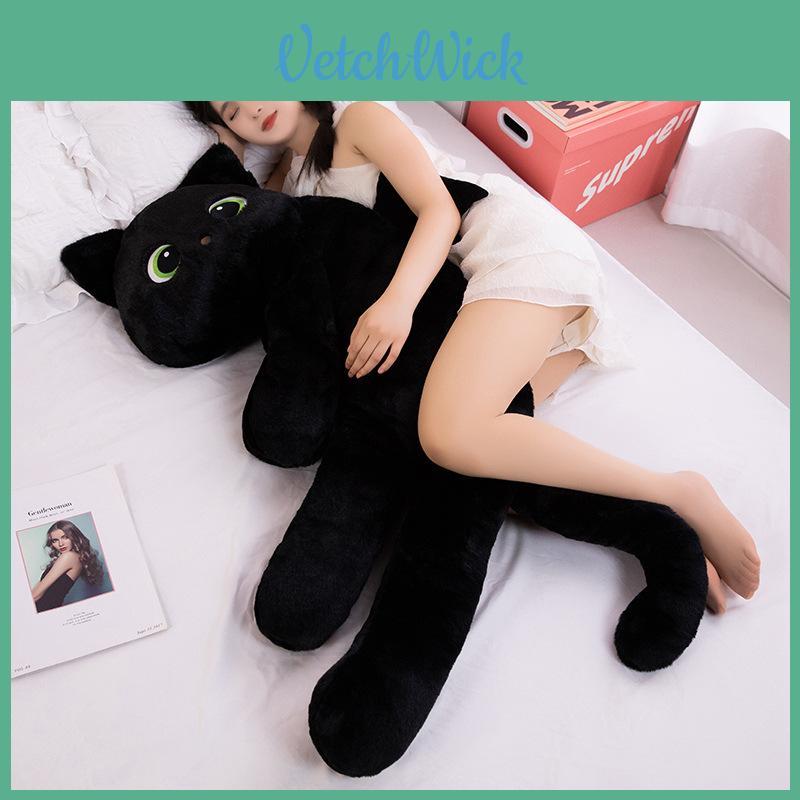 Black Cat Plush Pillow Large Soft Toy For Bedside Decor And Gift Idea