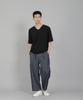 Seinteukeulu Plain V-Neck 16S Cotton Knee-Length Short Sleeve T-Shirt V-8A01 Black