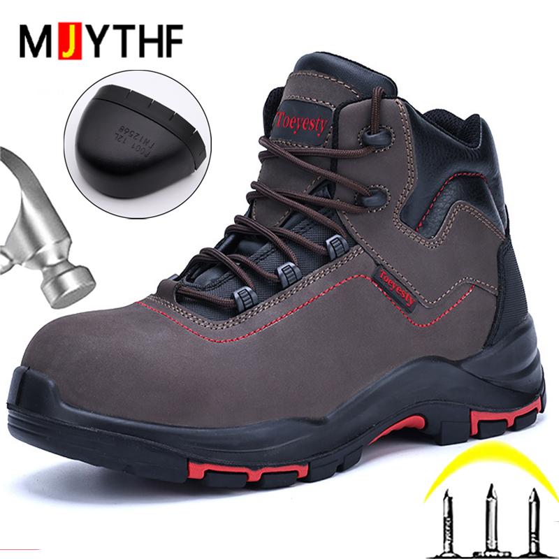 Genuine leather Men Boots Safety Shoes waterproof Safety boot for engineers Work Shoes Puncture-Proof Indestructible shoes