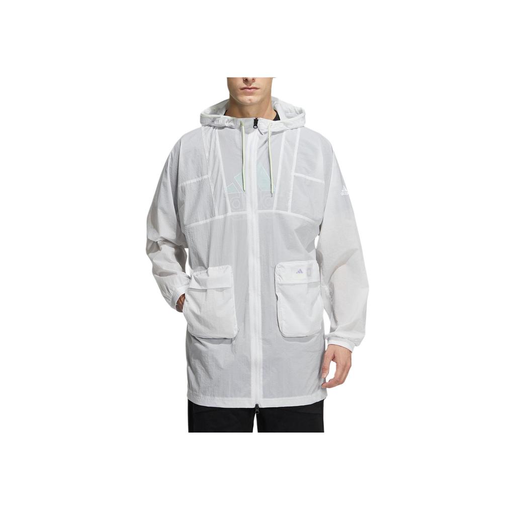 Adidas Woven Jacket Comfortable Sports Casual Hooded Long Sleeve Coat Unisex Jackets Dot-Gray White HE9925