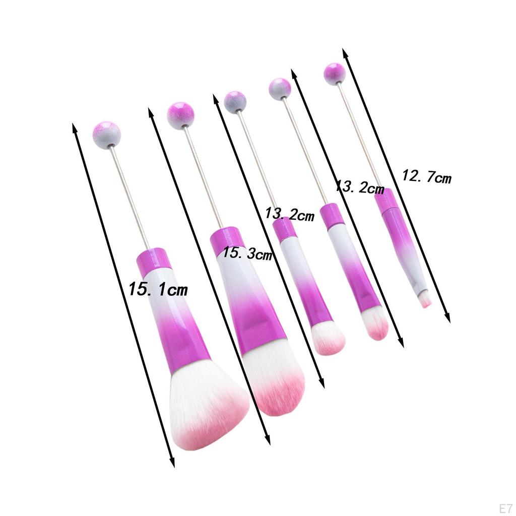 5 Pieces Beaded Eyeshadow Brush Make Up Tool Kits DIY Foundation Angled Beauty for