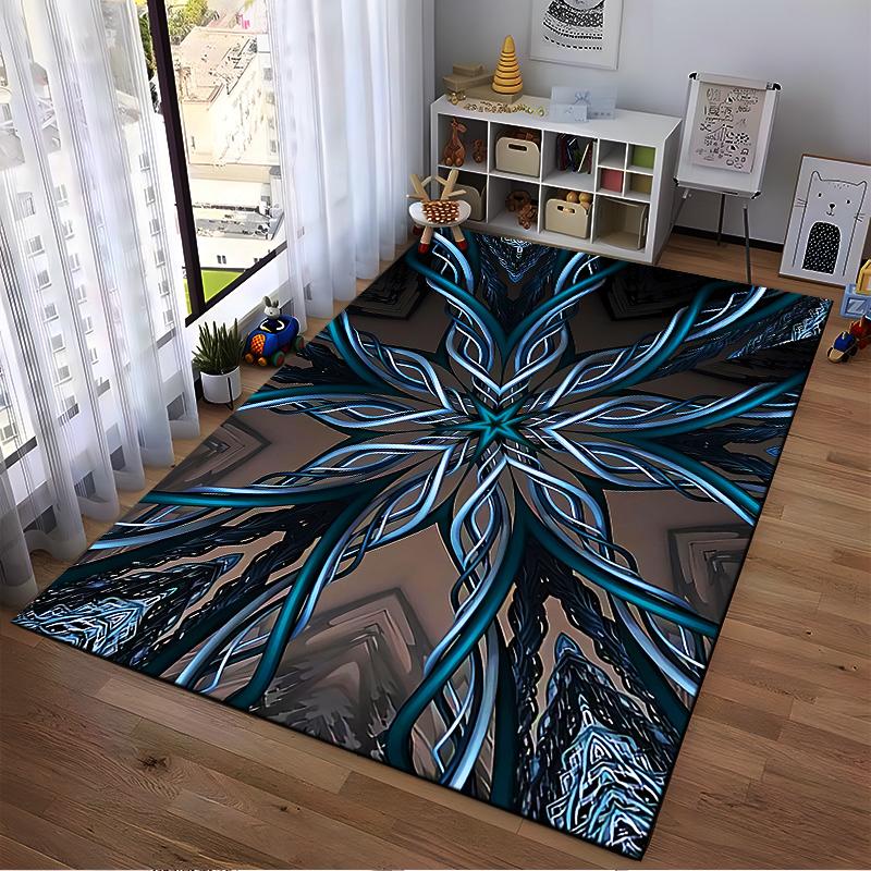 Modern Abstract Blue Geometric Pattern Carpet for Living Room Decor Suitable for Use As an Anti-slip for Living Room Bedroom Sofas