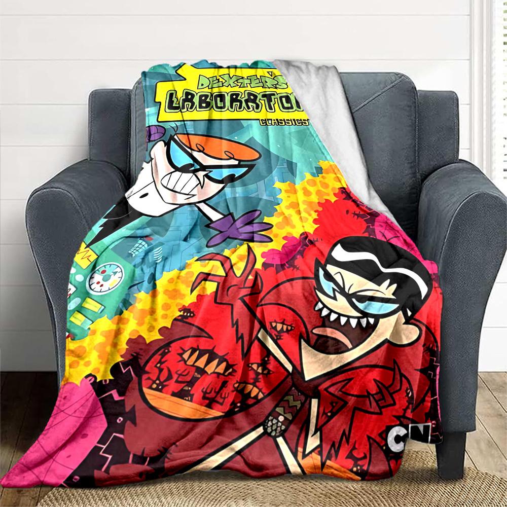 1pc Dexter's Laboratory Classics Cozy Print Blanket Lightweight Warm Flannel Throw Blanket For Sofa, Bed, Living Room