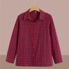 Spring/Autumn Plaid Loose Long-Sleeve Shirt for Women Aged 50-60