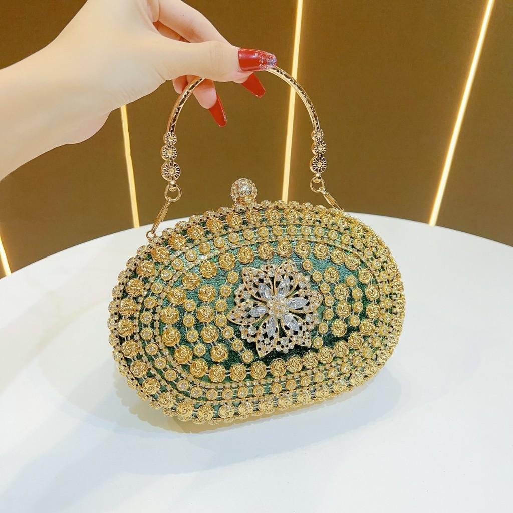 Elegant Evening Clutch Bag With Rhinestones And Chain For Formal Events