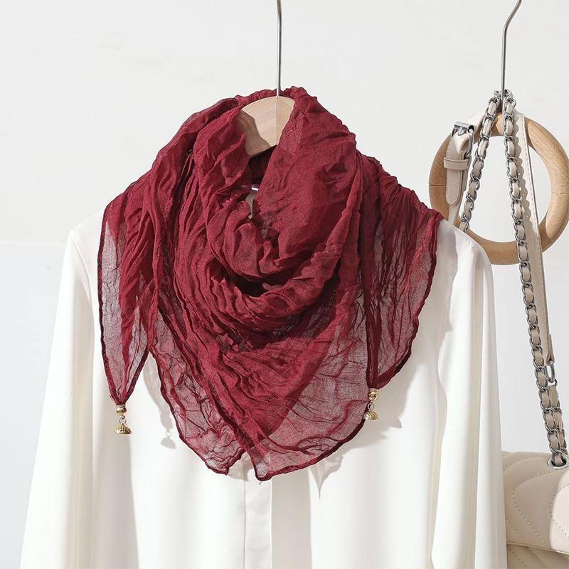 Women Scarf for Women Fashion Square Scarf Bohemian With Magnetic Buckle Casual Long Pleated Outings