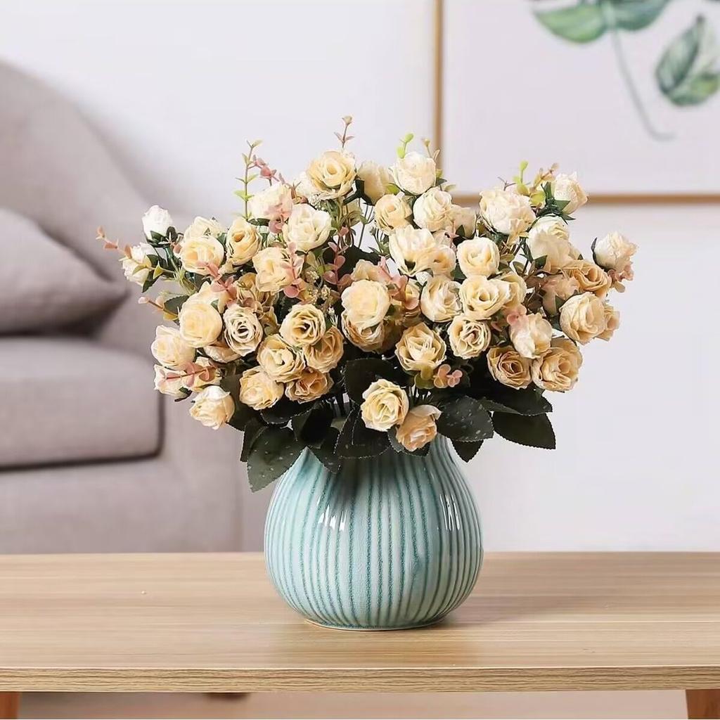 1/2PCS Artificial Flowers Little Rose Silk Flowers Plastic Flowers Plant Home Hotel Wedding Christmas Office Tables Decoration