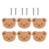 6pc Wooden Bear Knobs – Cute Animal Pull Handles For Cabinets & Drawers For Furniture Decorative Animal Drawer Knobs