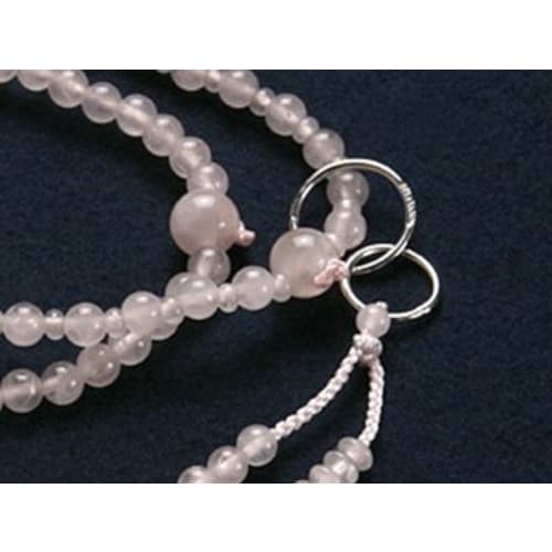 Kyoto Butsudan Hayashi Buddhist Prayer Beads, Jodo Sect, Rose Quartz (Women's), Formal, Authentic, with Prayer Bead Bag, SW-007, Kyoto