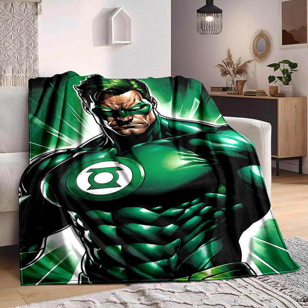 1pc Green Lantern Blanket Polyester Fiber, All Season Comfort for Sofa, Bed, Office, Car, Camping Ideal Home Decor & Gift, Office Comfort
