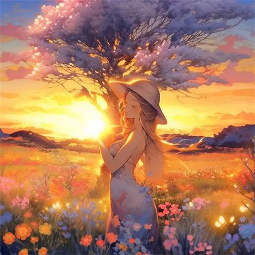 5D DIY Malowanie Diamentowe Drzewo Dziewczyna Haft Mozaika Krajobraz Zachodu Słońca Pełny Kwadratowy Okrągły Dekor Domu