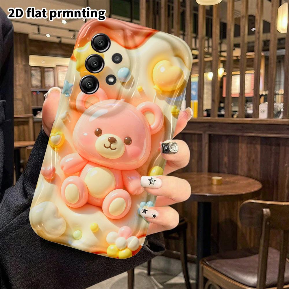 Phone case: 2D flat, suitable for Samsung Galaxy A34 A35 M05 M06 S20 S22 S21 FE Plus 5G protective case, pink little bear, perfect Christmas and Hallo