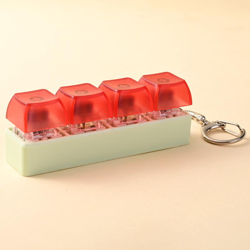 4 Keys Button Keycap Stress Relief Adult Fidget Toy Keychain 4 Keys Keyboard Fidget Gadgets Toys Diy Keyboard Keychain Toys