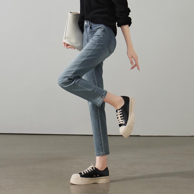 SOFSIL 2026 Spring High-Waist Slim-Fit Ankle Jeans