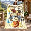 Avatar The Last Airbender Custom Name Flannel Blanket Personalized Soft Warm Plush Throw Blanket Customized Gift for Family Friends