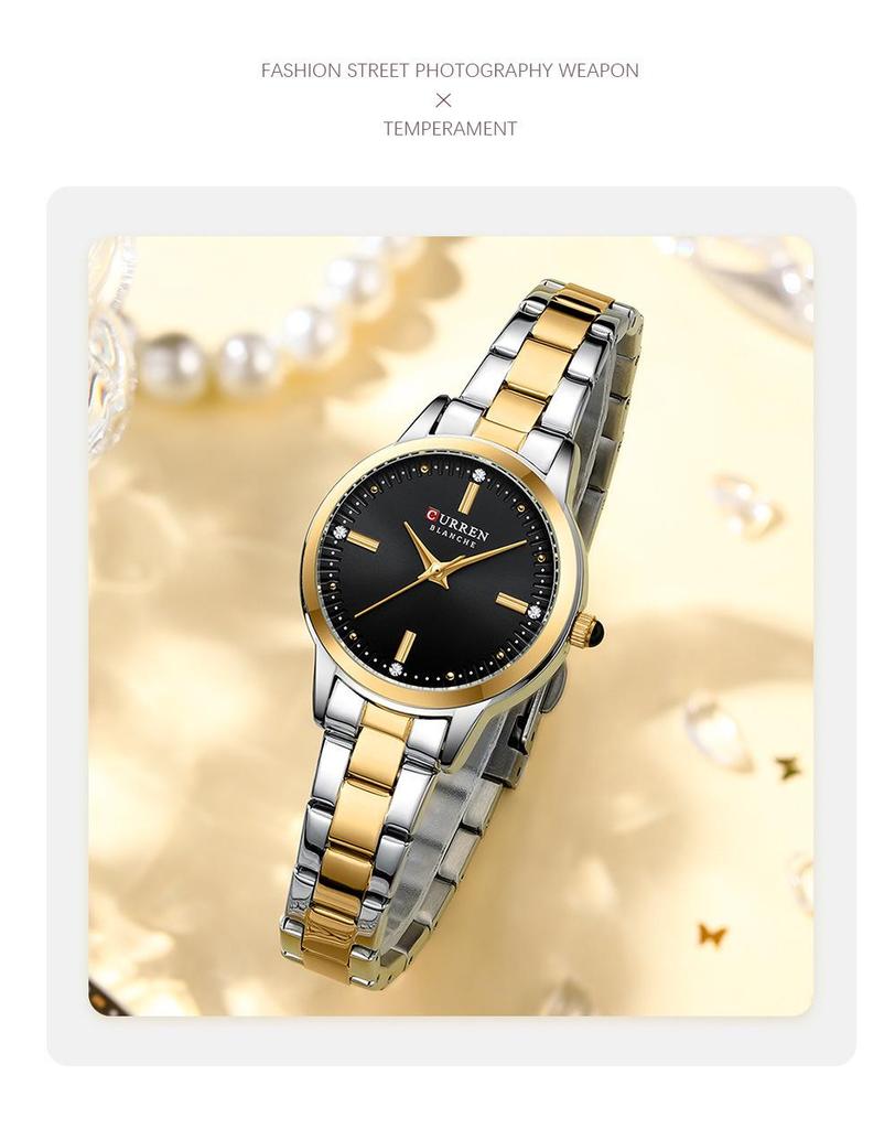 CURREN 9094 Waterproof Women's Quartz Watch with Steel Band