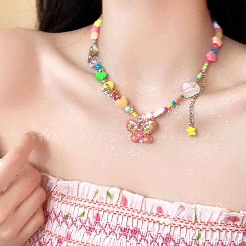 Vibrant Star & Heart Necklace for Women - Trendy Summer Clavicle Chain with Light Luxury Design