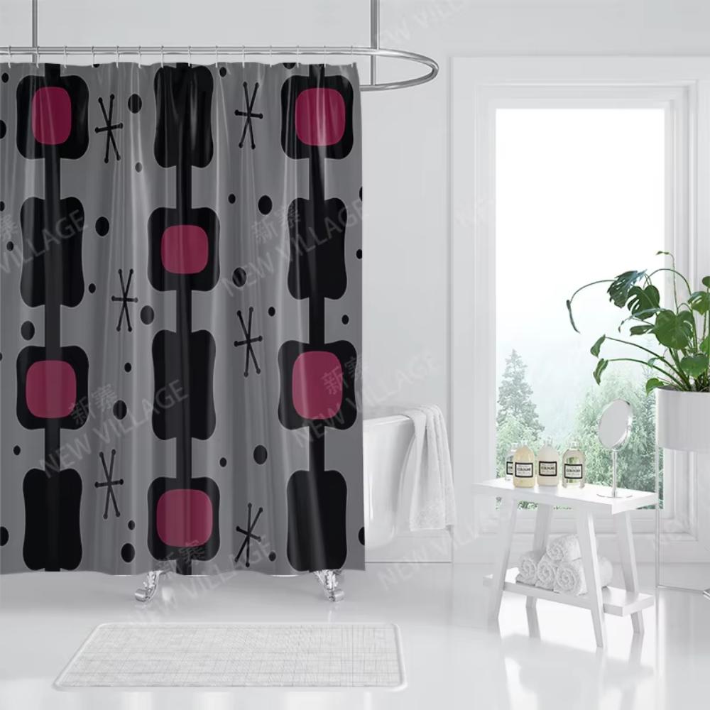 VIKAMA Nordic Minimalist Printed Shower Curtain, Water-Proof And Washable. For Bathroom Windows, Bathtub Bath Curtain Home Decor