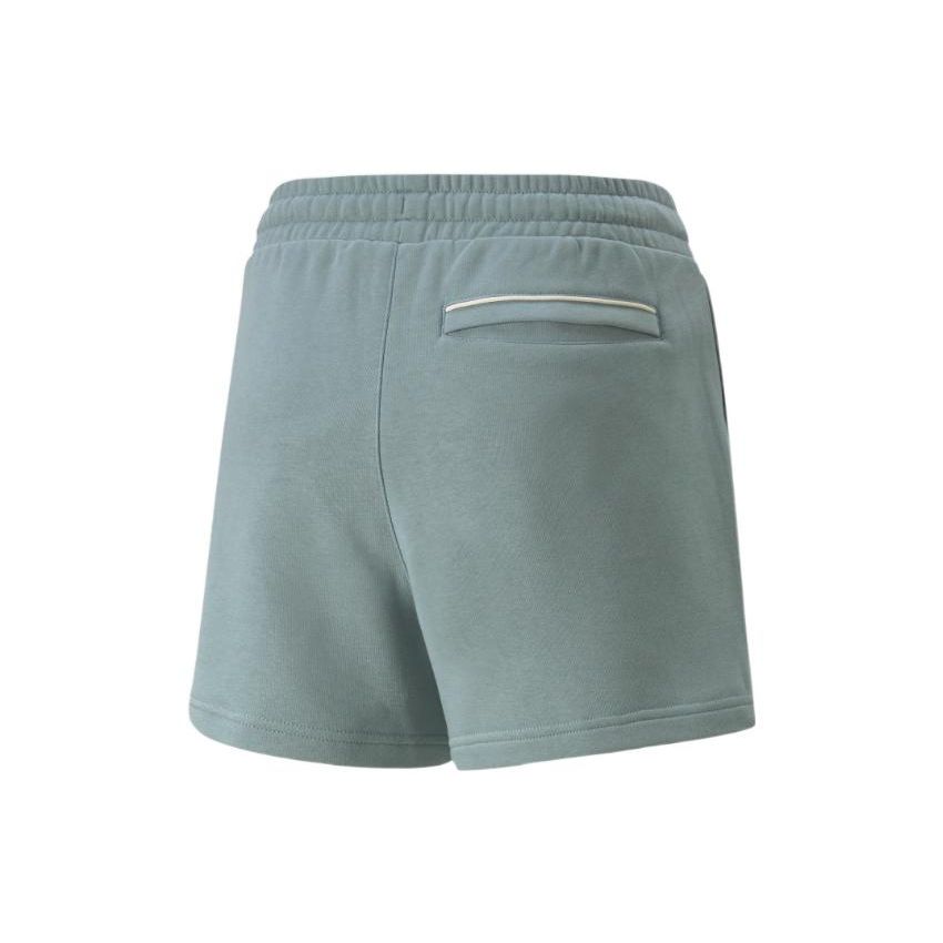 Puma X Coca-Cola Collaboration Solid Color Drawstring High-Waisted Straight-Leg Shorts Women shorts Green 536167-98