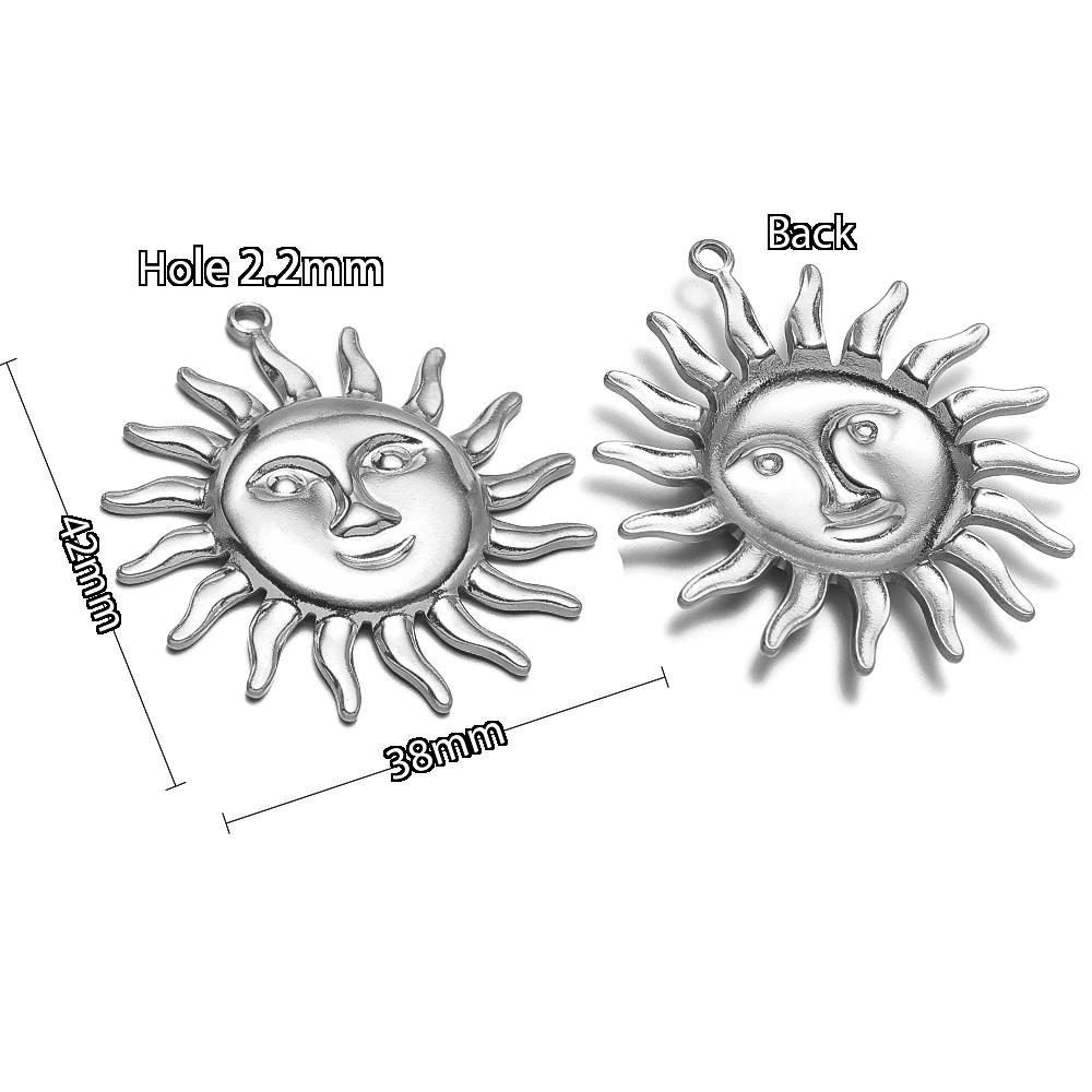 5Pcs Stainles Steel Face Sun Flower Gold Charms for DIY Hiphop Necklace Pendants Supplies Jewelry Findings Women Earrings Making
