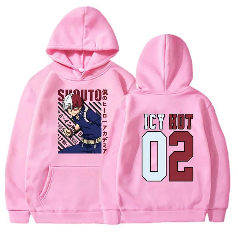 Japanese Animation Todoroki Shoto Print Fashion Sweatshirt Casual Unisex Autumn Winter Fleece Streetwear Tops Sudaderas