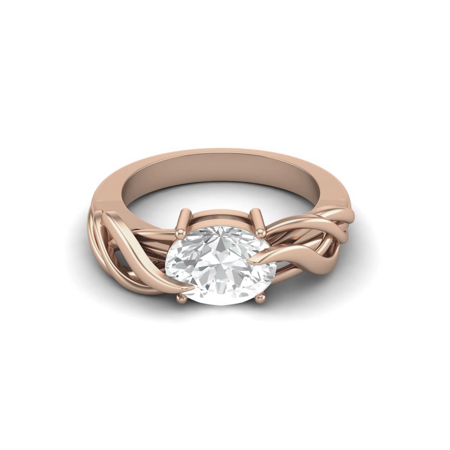 925 Sterling Silver Rose Vermeil 9X7mm Oval Shape Moissanite Solitaire Women Engagement Ring