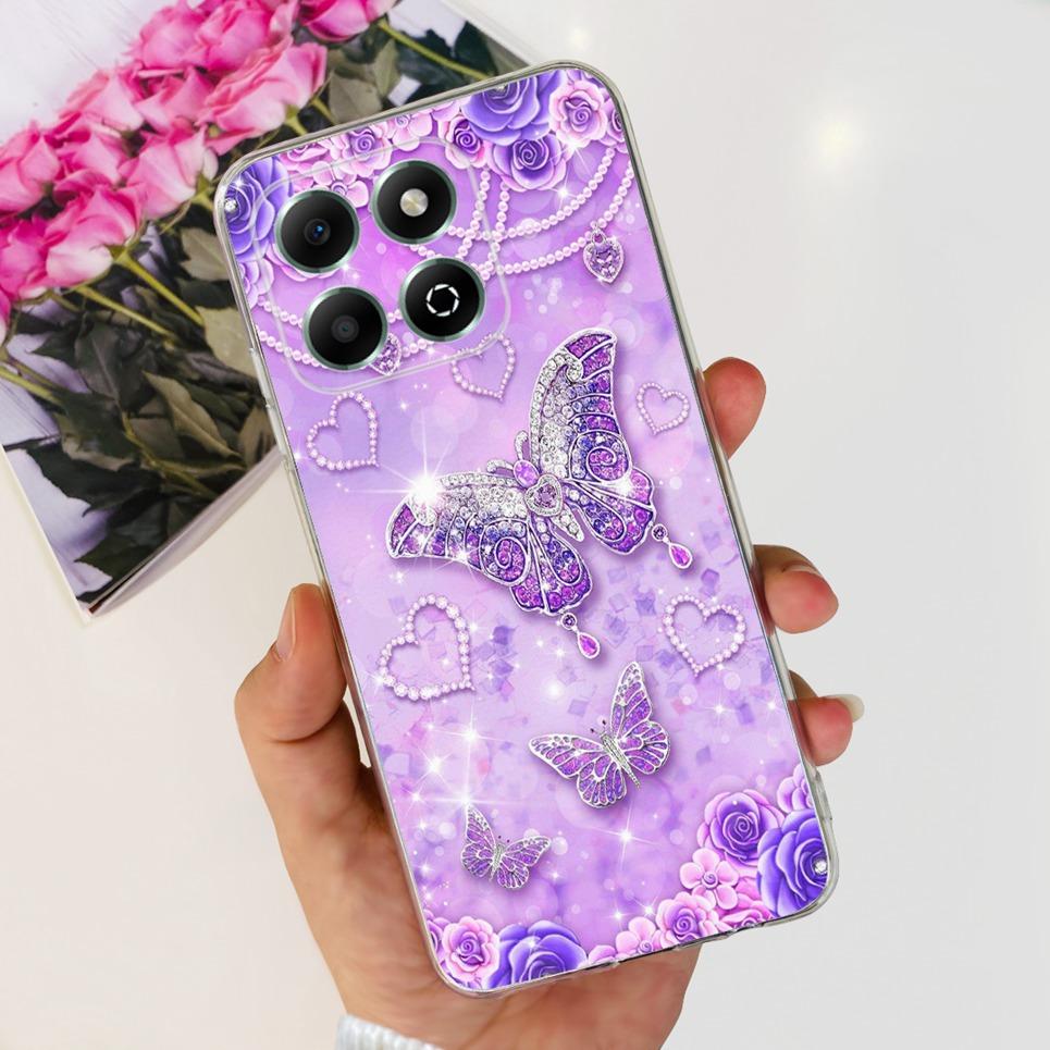 Flower Butterfly Women Fashion Back Cover For Huawei Honor X6b X6a Plus HonorX6 4G 5G Phone Funda Transparent Soft TPU Silicone