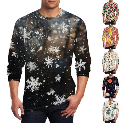 Men's T Shirt O-Neck Clothing Apparel Outdoor Long Sleeve Print Fashion Designer Vintage