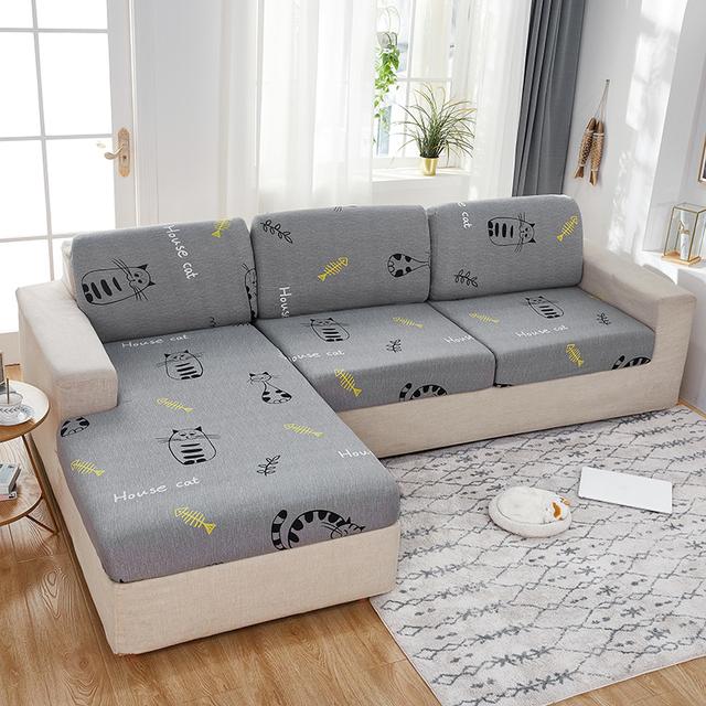 Printed Sofa Seat Cushion Cover Elastic Pets Kids Living Room Floral Stretch Washable Removable Slipcover Furniture Protector