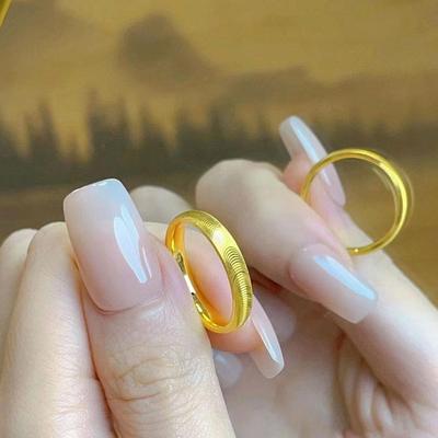 Fashion Cat's Eye Ring Smooth Band Luxury Simple Solid Closed Golden Couple's Wedding Bands Gift