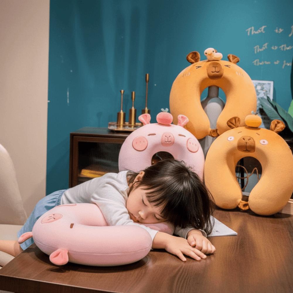 Animal Neck Support Cushion Double-sided Napping Headrest Pad Travel U-Shaped Pillow  Home
