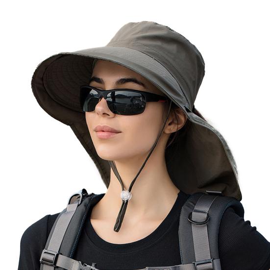 Wide Brim Shawl Design Adjustable Windproof Rope Fisherman Hat Women Lightweight Ponytail Hole Visor Hat