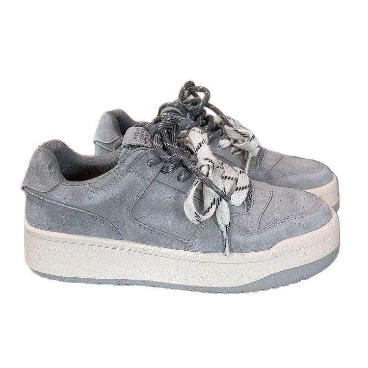 Niche Tide Double Color Ribbon Women's New Thick Sole Heightening Versatile Casual Sports Shoes Skateboard Shoes