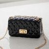 Fresh jelly chain lock bag a diamond solid color small square bag crossbody shoulder women's bag