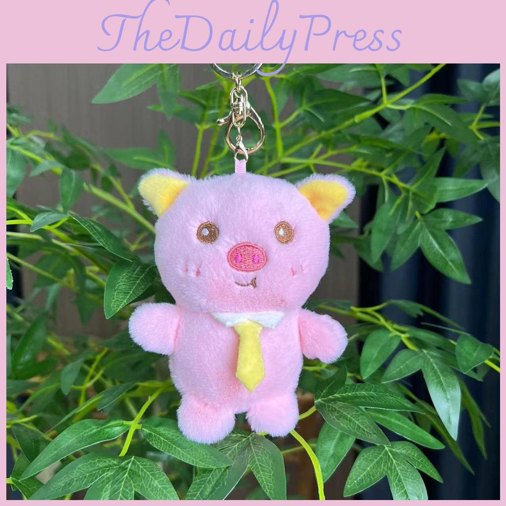 Plush 14cm Cute Pig Keychain Soft Short Fur Adorable Bag Charm Gift Kids For