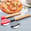 Stainless Steel Pizza Cutter with Wooden Handle Ax Knife Type Pastry Roller Single Wheel Scissor Design Kitchen Tool
