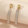 Women's Long Tassel Earrings - Titanium Stainless Steel with Diamond Inlay.