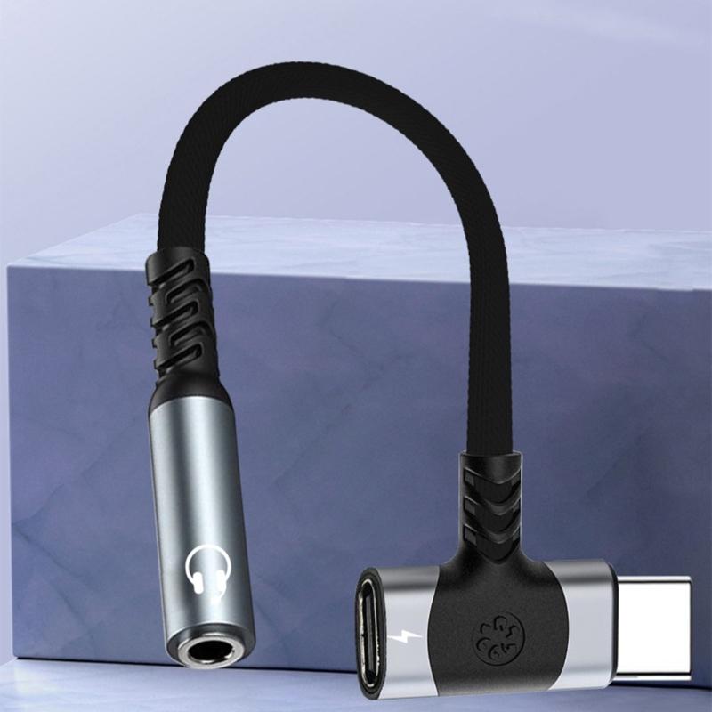 2 In 1 Type C To 3.5mm Extension Cable Fast Charging Portable for Headphone Mobile Phone Enhances Sound Output Quality