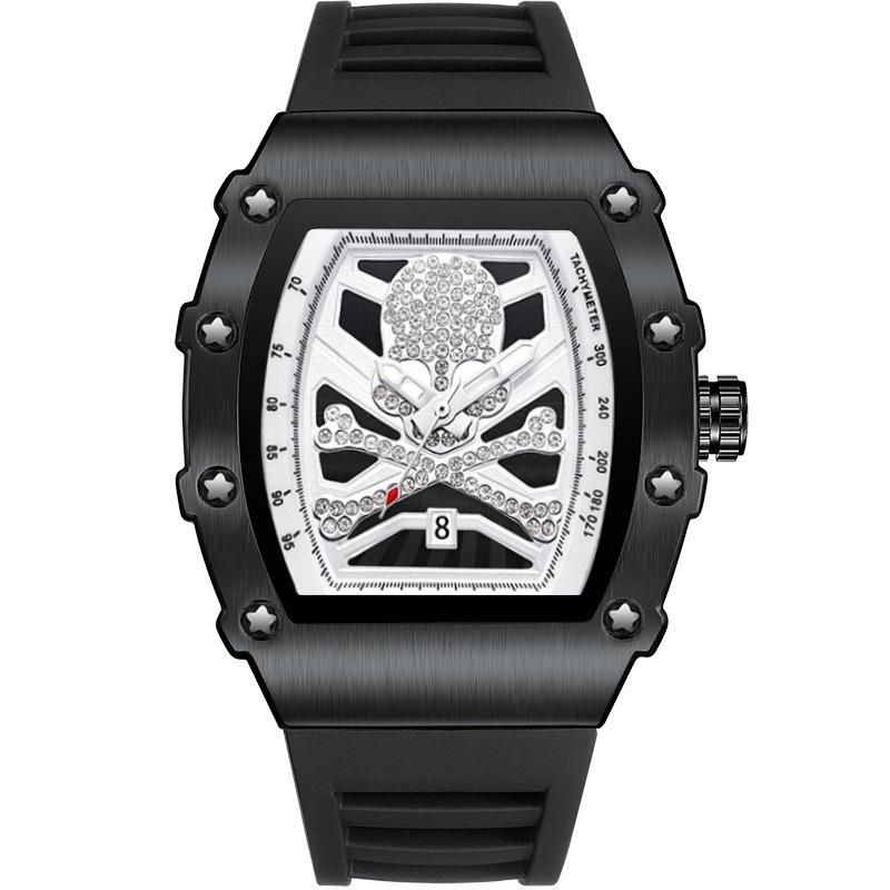 

Смотреть Новые бочкообразные череп лицо силиконовый ремешок модные кварцевые часы