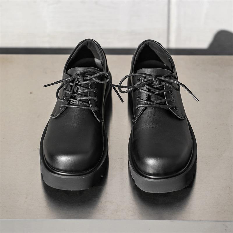 3185 Dress Commuter Leather Shoes Spring New Groom Wedding Shoes Leather Versatile Men's Carbon Black Derby Shoes