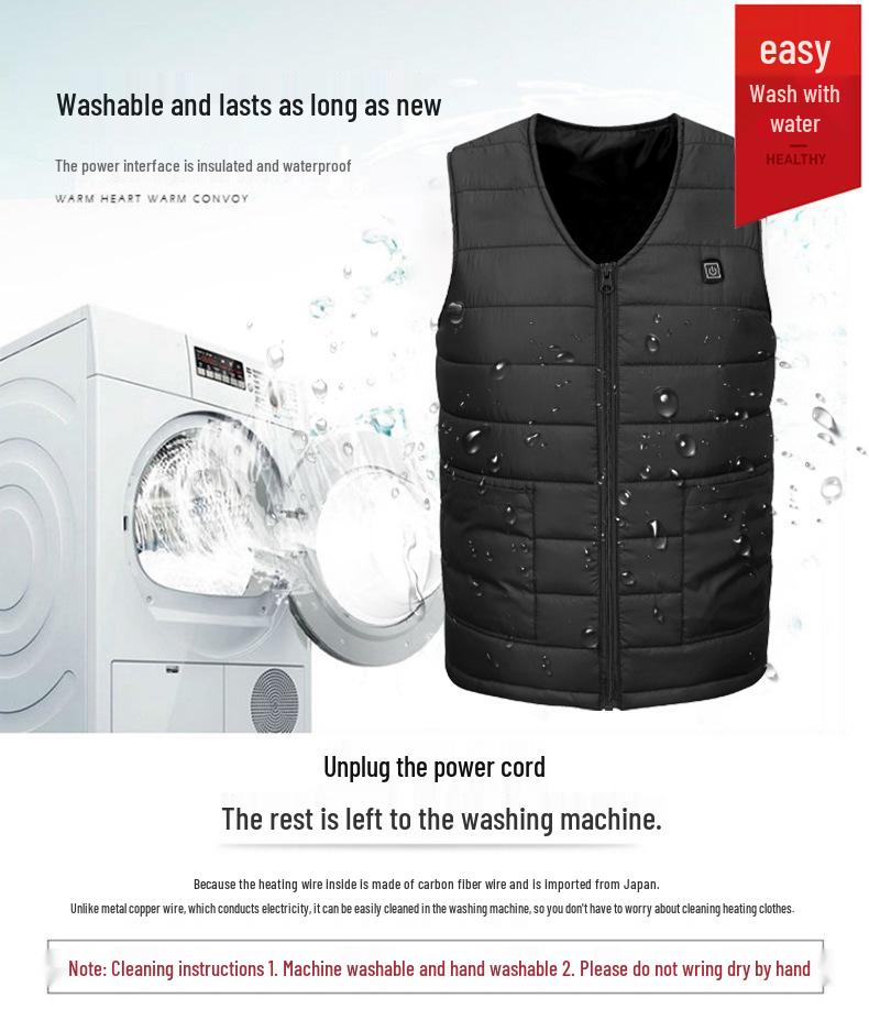 Unisex Ten-Zone USB Heated V-Neck Vest, Down Cotton Electric Heating Jacket