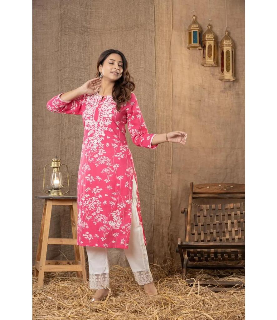 Women Designer Printed Pure Cotton Ethnic Top Pant Set