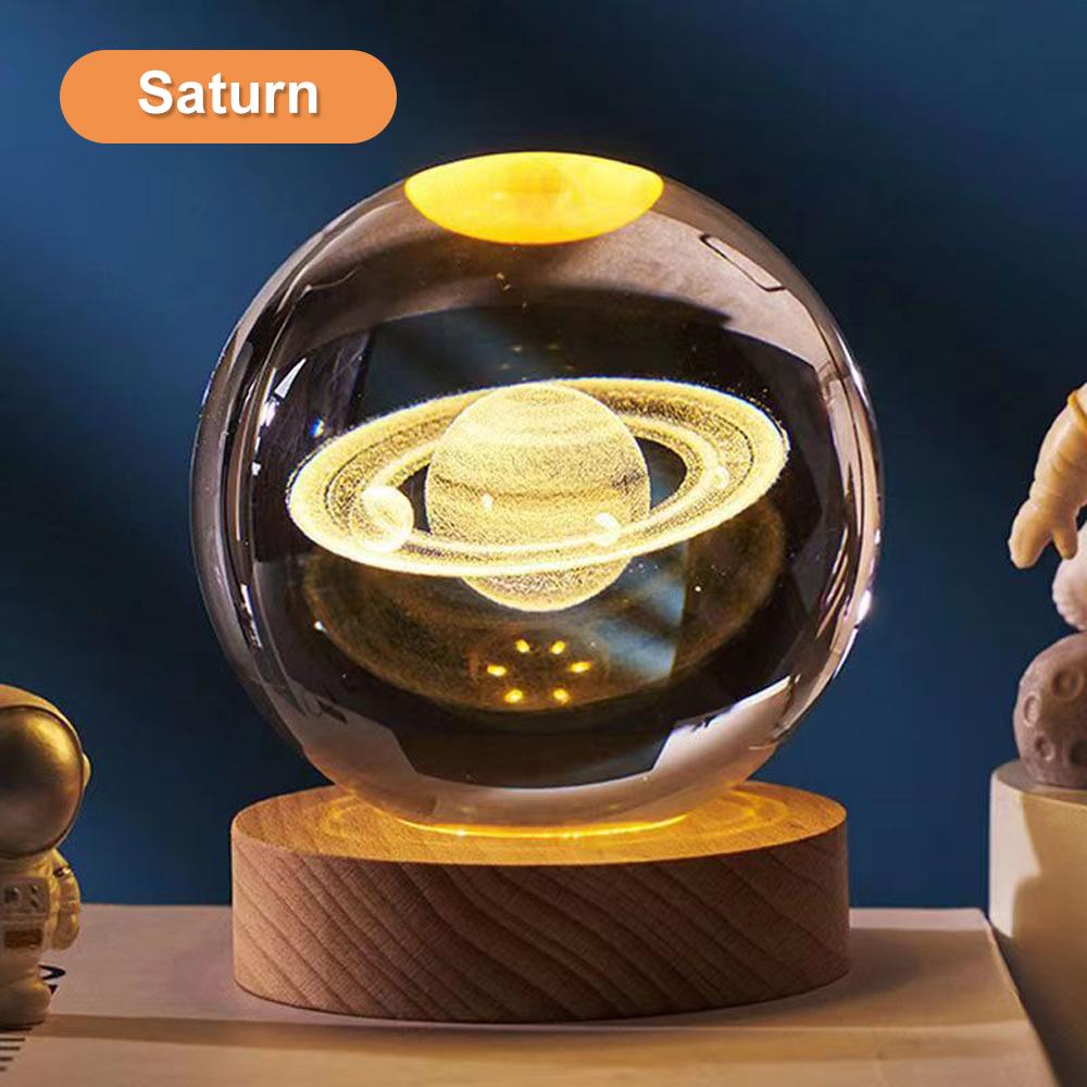 Moon Lamp Galaxy Lamp 3 inch 7 Color Changing Clear Crystal LED Moon Light USB Charging Saturn Galaxy Moon Night Light