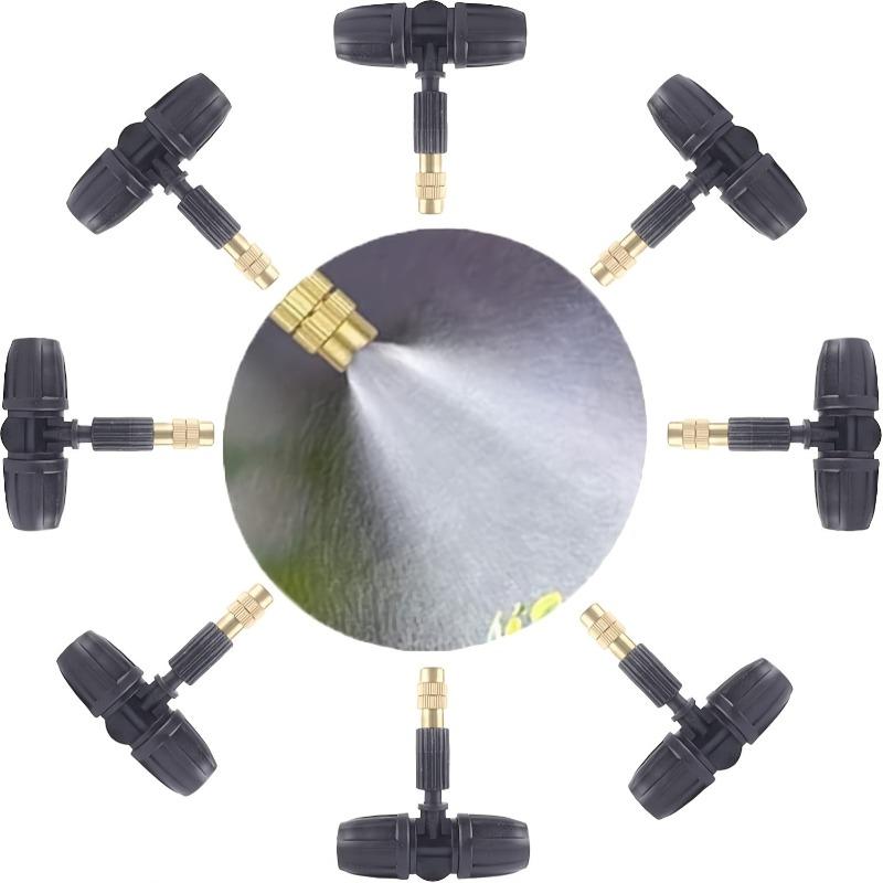 6PCS Sprayer Nozzles Plastic Copper Irrigation Nozzle for Home Garden Irrigation Tee Misting Sprinkler for Watering Lawns Plants