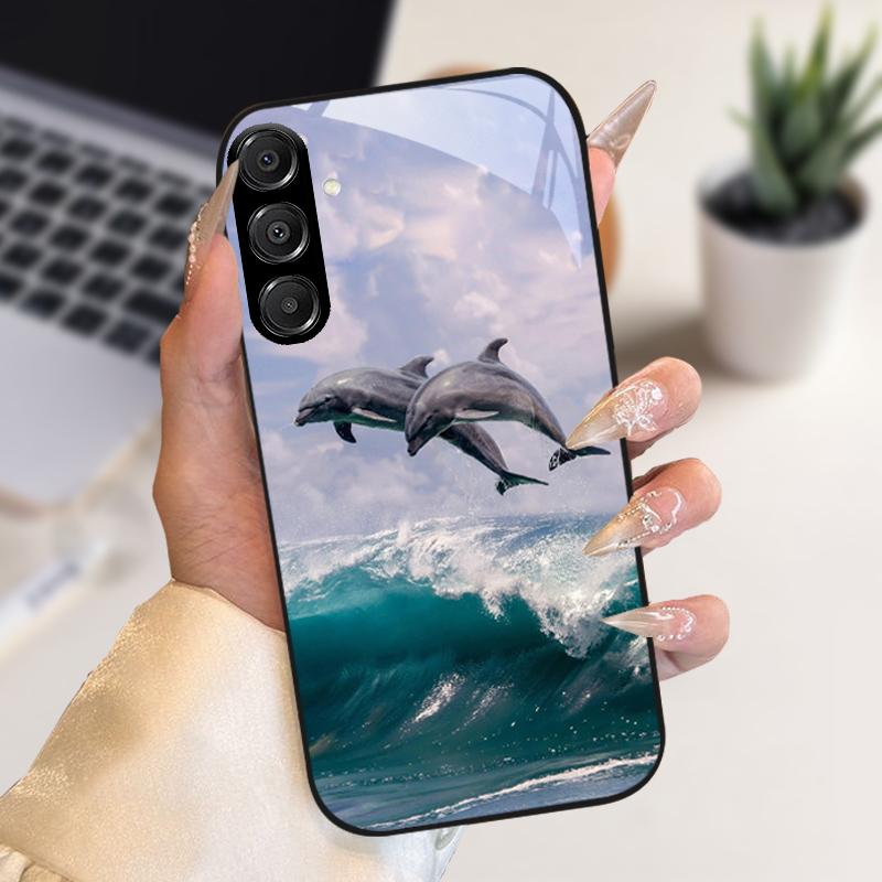 Fashion Coque For Samsung A55 A56 Case A25 A26 Tempered Glass Phone Cover For Galaxy A15 A35 A36 Hard PC Glass Protective Fundas