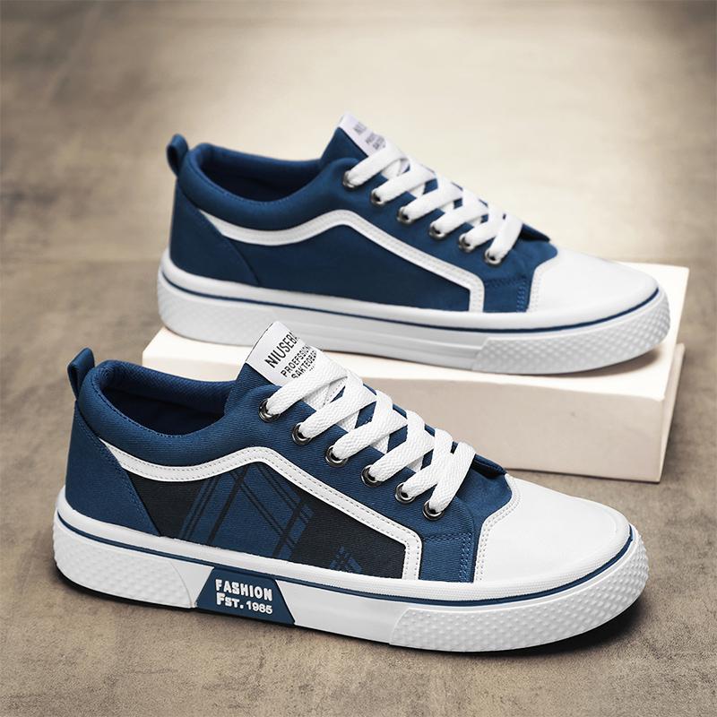 Men's Low-Top Canvas Shoes Spring Summer Breathable Fashionable Student Casual Shoes round Toe Non-Leather Leisure Sneakers