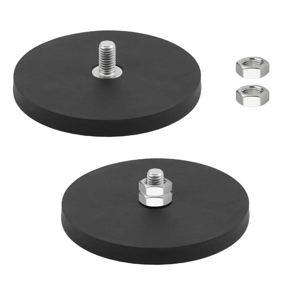 Neodymium Magnet Rubber Strong Magnetic with M8 Threaded Neodymium Magnet Magnetic Mount for LED Work and Car Vehicles Base, Coated, Type, Round,